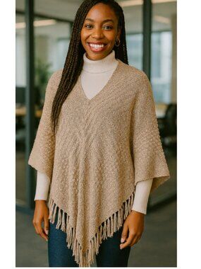 NWT- INC beige shaw with fringe